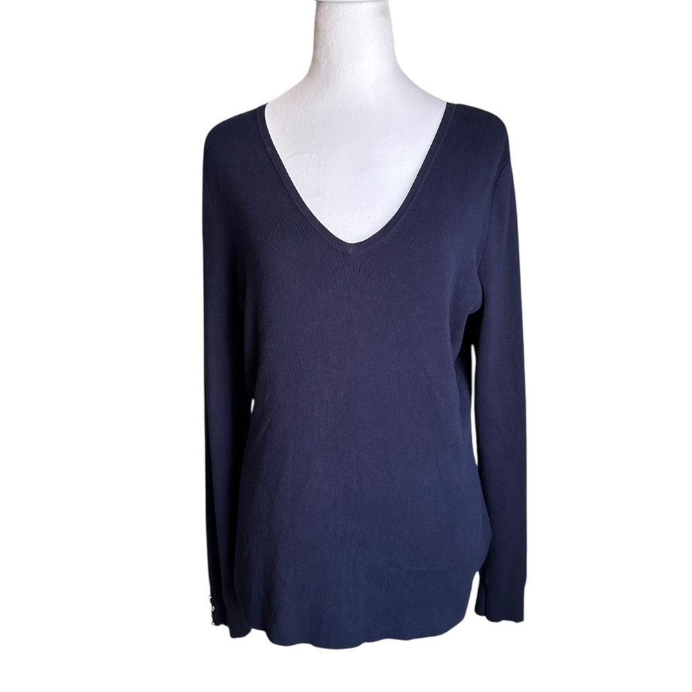 White House Black Market Women's Navy Blue Long Sleeve Sweater Top Size  XL